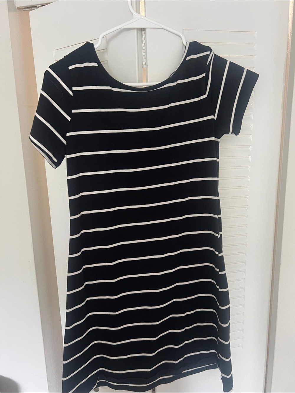 Black & White Striped Short Sleeve Women's Top